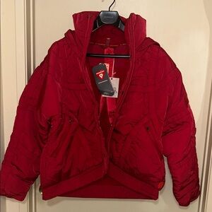 free people movement shirr enough backpack puffer cranberry color